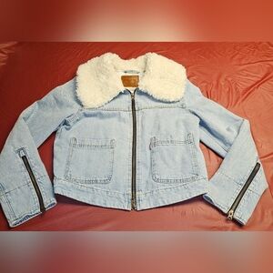 Levis Premium Retro Sherpa Collar Long Zip Bell Sleeves szM E.U.C.